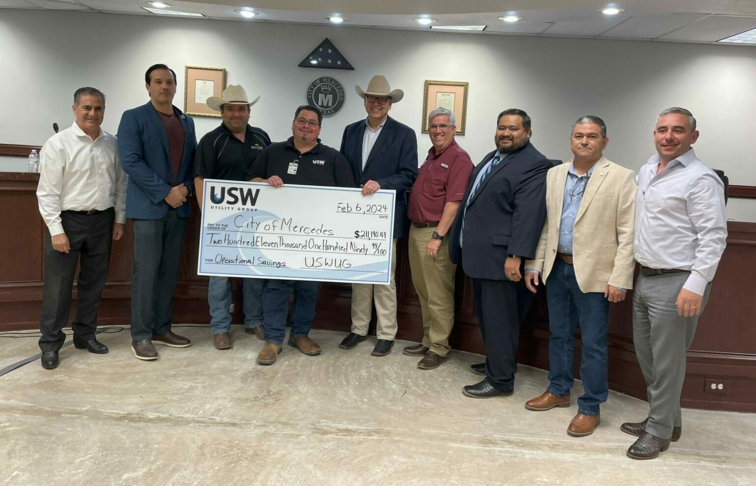 City of Mercedes check to USW Utility Group