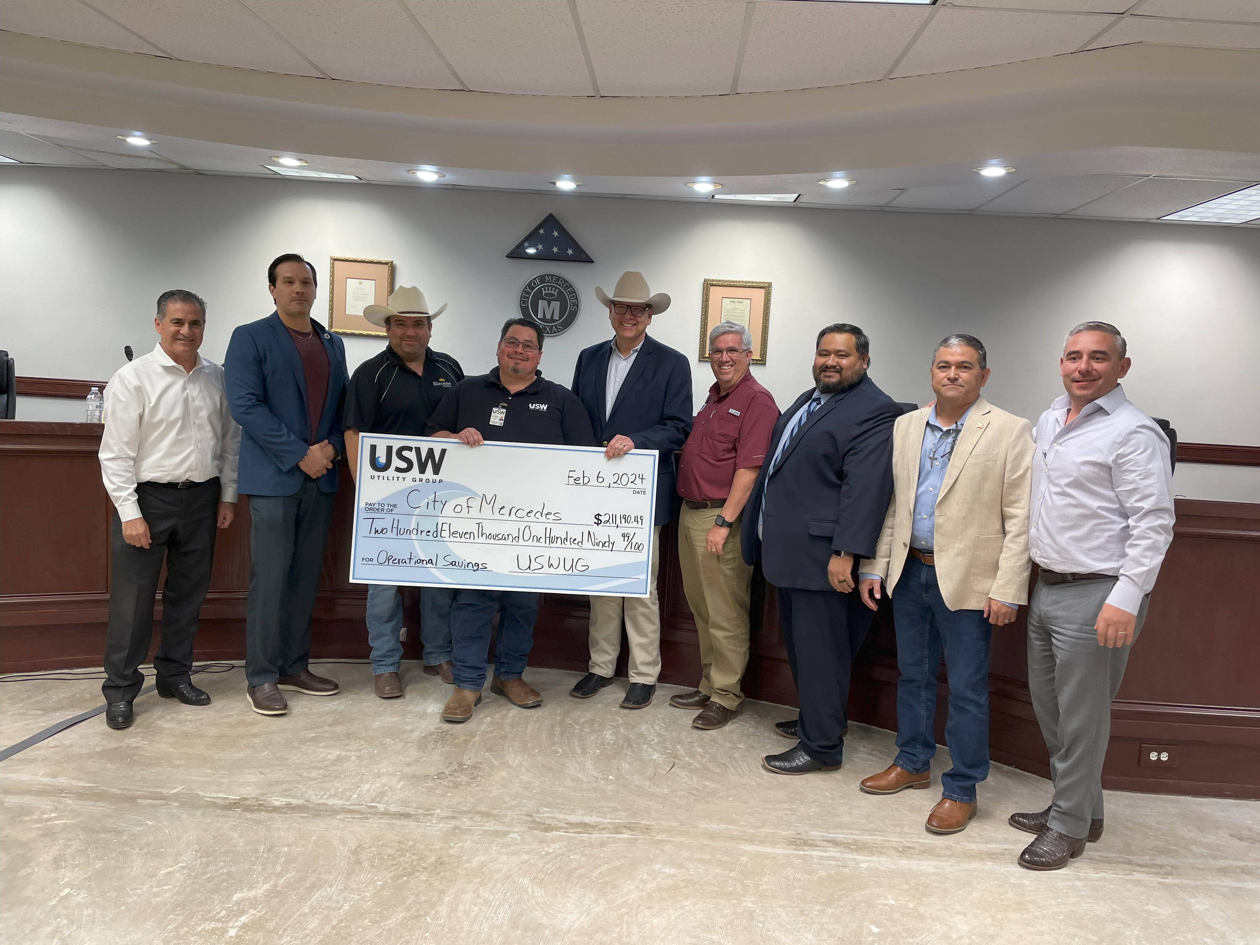 City of Mercedes check to USW Utility Group